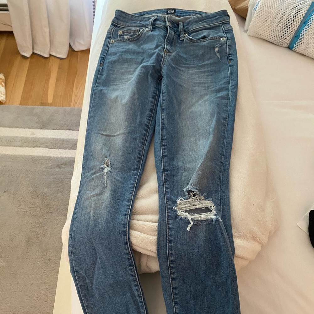 Blue light wash denim jeans